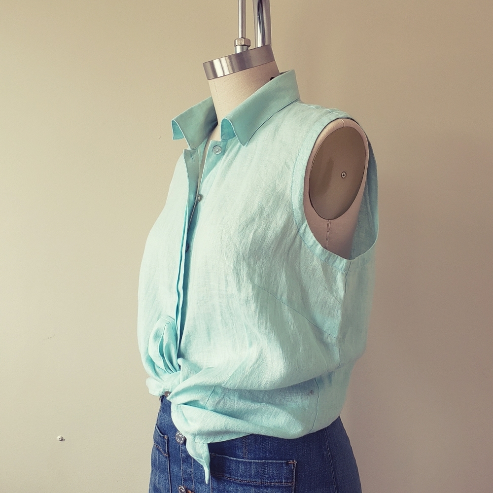Large Mint linen sleeveless top